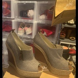 Christian Louboutin 37 espadrille wedges worn 1x